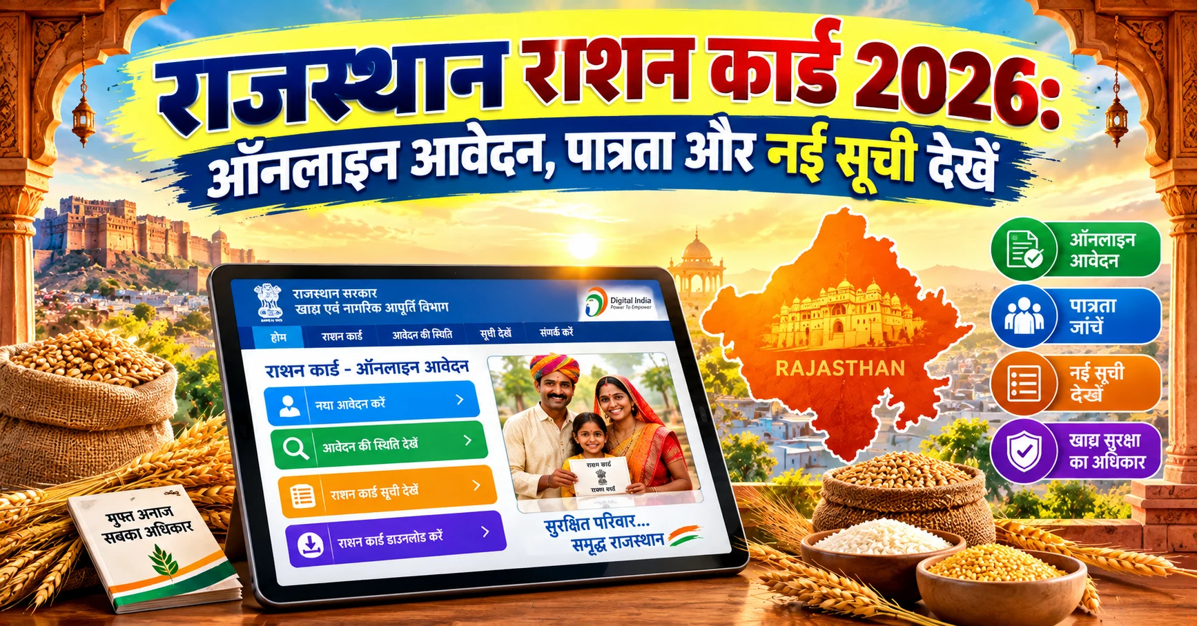 राजस्थान राशन कार्ड ऑनलाइन आवेदन और सूची 2026