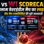 IND vs WI Scorecard showcasing live cricket match updates and detailed statistics between India and West Indies