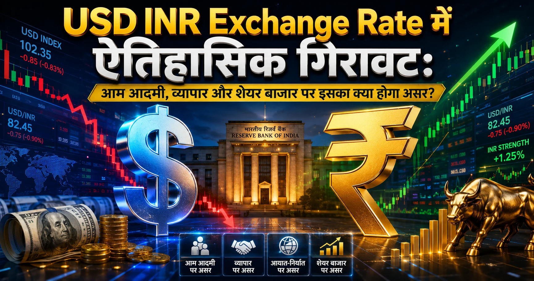 Detailed market chart analyzing the USD INR Exchange Rate trends and its economic impact in India.